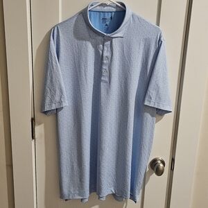 Johnnie-O Performance Golf Polo Shirt - Blue Geo-Print AOP - Size XL